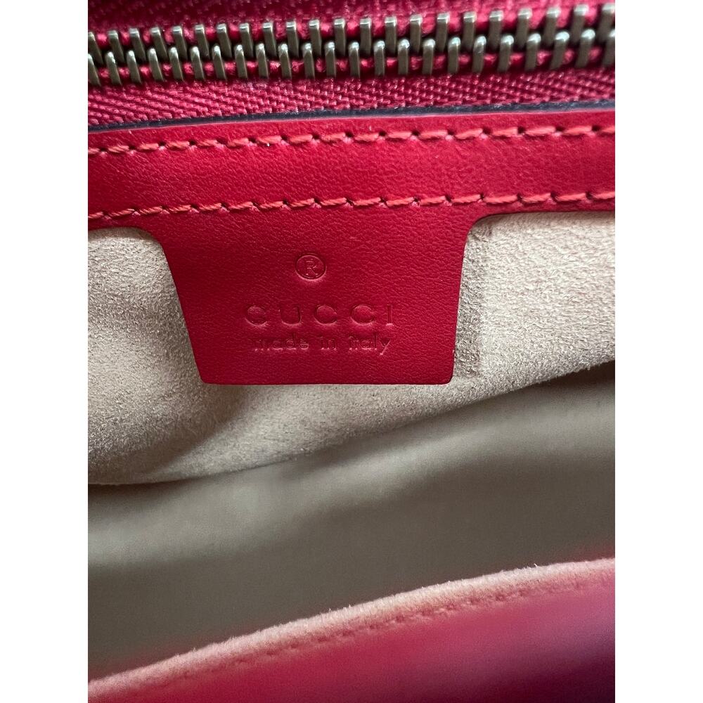 Gucci GG Marmont Small Matelasse Leather Top Handle Bag Hibiscus Red - Picture 15 of 16